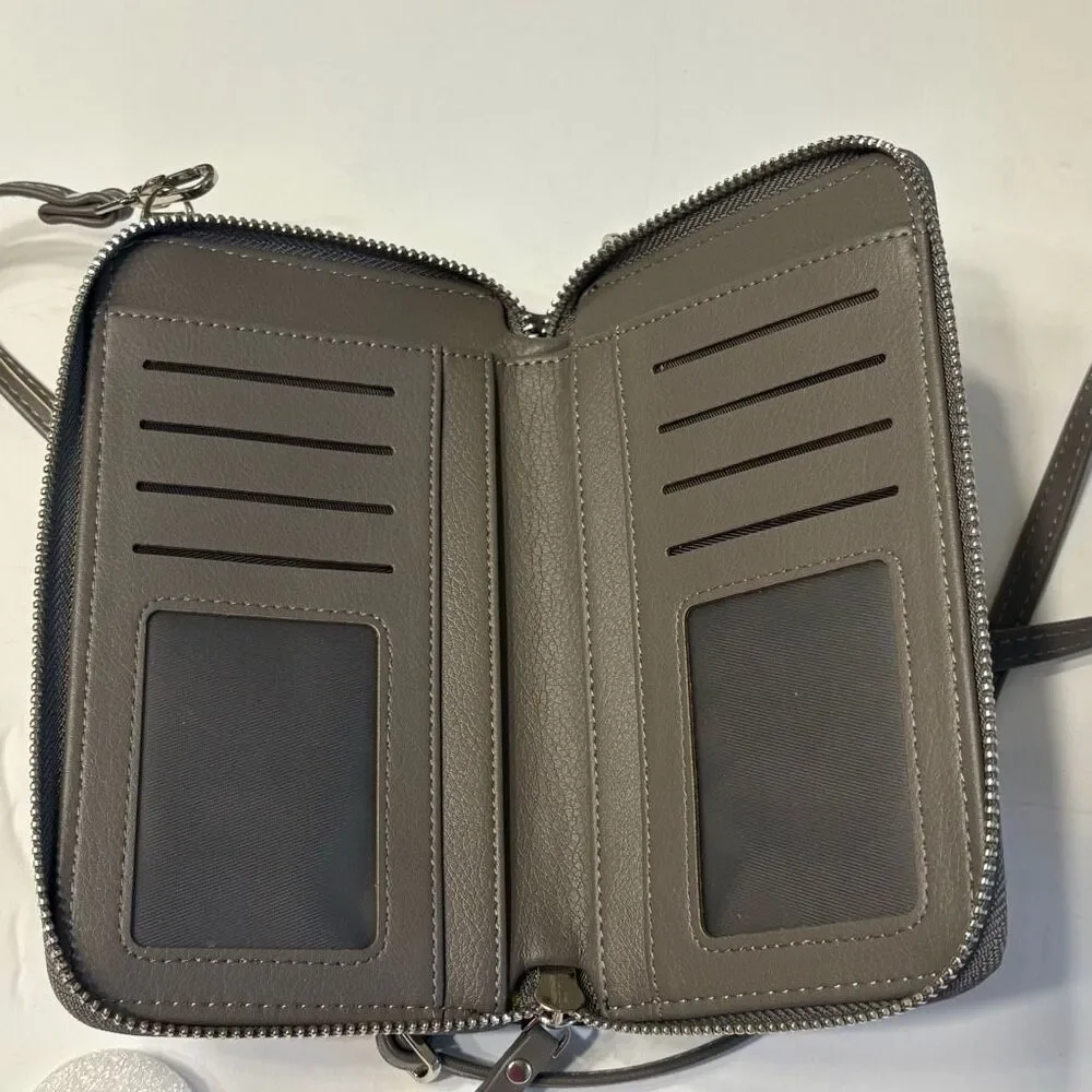 Kukoo Small Crossbody Bag Cell Phone Purse Wallet with Credit Card Slots Grey